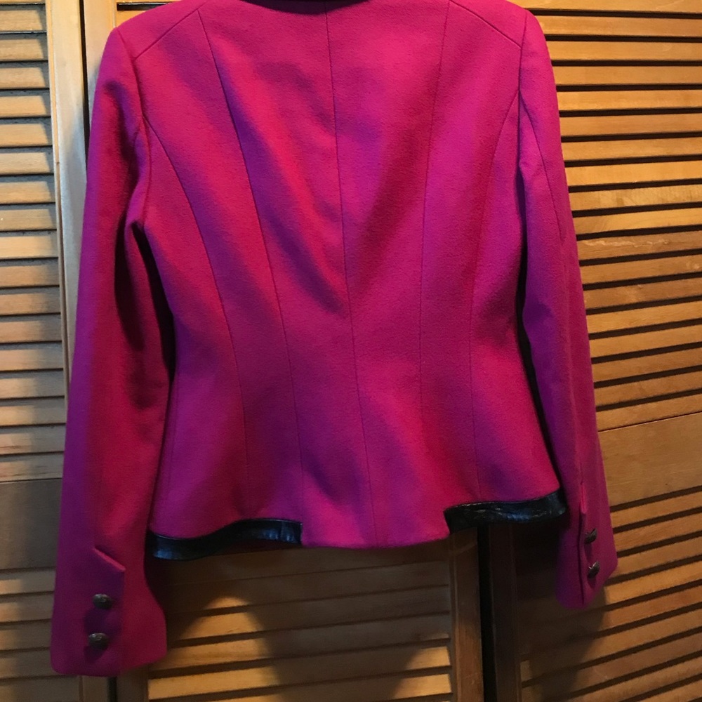 Bebe Raspberry Wool Blazer w/Faux Leather Jacket - Picture 11 of 13